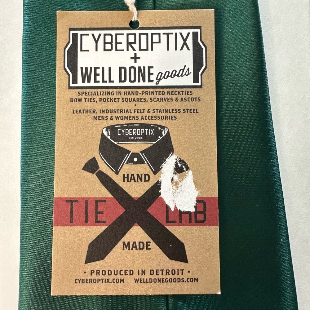 NWT Michigan State Cyberoptix Tie Lab Roaring 20s Detroit Standard Classic Tie - Picture 6 of 10